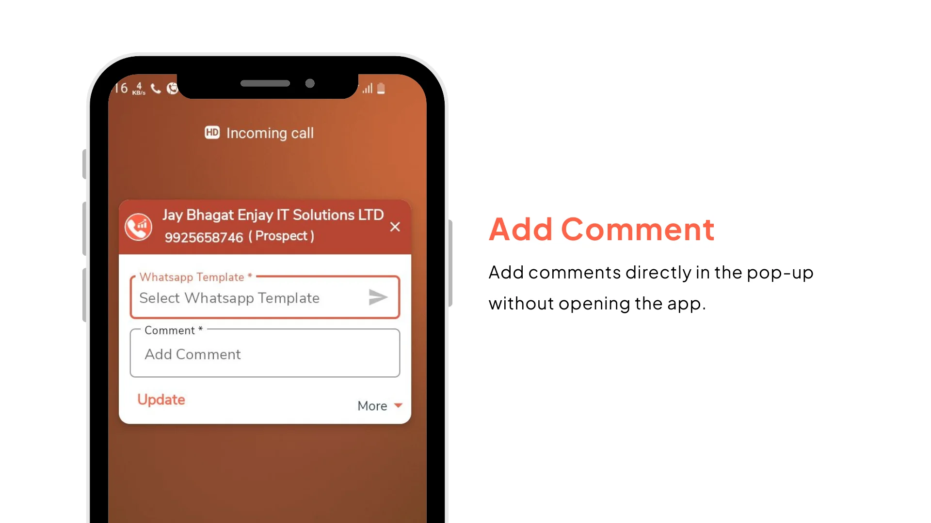 add comment in Popup